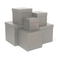 Набор подарочных коробок 6 в 1 тиснение КРУГ, серый