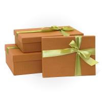 Набор подарочных коробок 3 в 1 с бантом тиснение КРУГ, ореховый