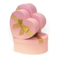 Набор коробок 3 в 1 «Сердце с бантом», розовый