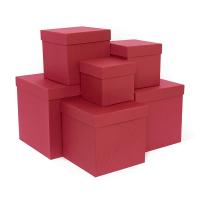 Набор подарочных коробок 6 в 1 тиснение ЛЕН, красный