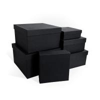 Набор подарочных коробок 6в1 тиснение ЛЕН,черный