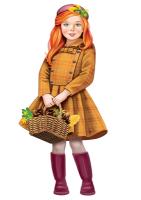 Плакат вырубной. Девочка с корзиной осенних листьев. Двухсторонний