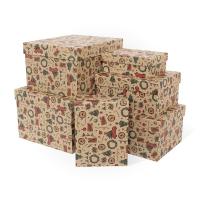 Набор подарочных коробок 6 в 1 крафт бумага Новогодний Карнавал