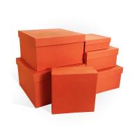 Набор подарочных коробок 6 в 1 тиснение РОГОЖКА, оранжевый