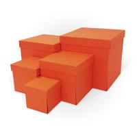 Набор подарочных коробок 5 в 1  тиснение РОГОЖКА, оранжевый