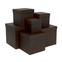 Набор подарочных коробок 6 в 1 тиснение КРУГ, коричневый