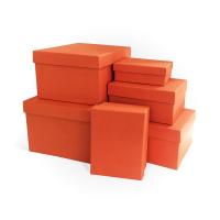 Набор подарочных коробок 6 в 1 тиснение РОГОЖКА оранжевый