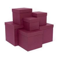 Набор подарочных коробок 6 в 1 тиснение КРУГ, бордовый