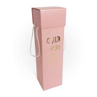 Коробка под бутылку с перекидной крышкой/магнит/ручки, розовый