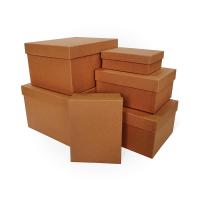 Набор подарочных коробок 6 в1 тиснение ЛЕН, светлый орех